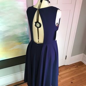 Sexy open back dress midnight blue